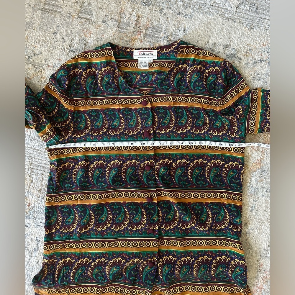 Talbots 100% silk 90’ Paisley, print blouse, size 6. - Picture 3 of 6